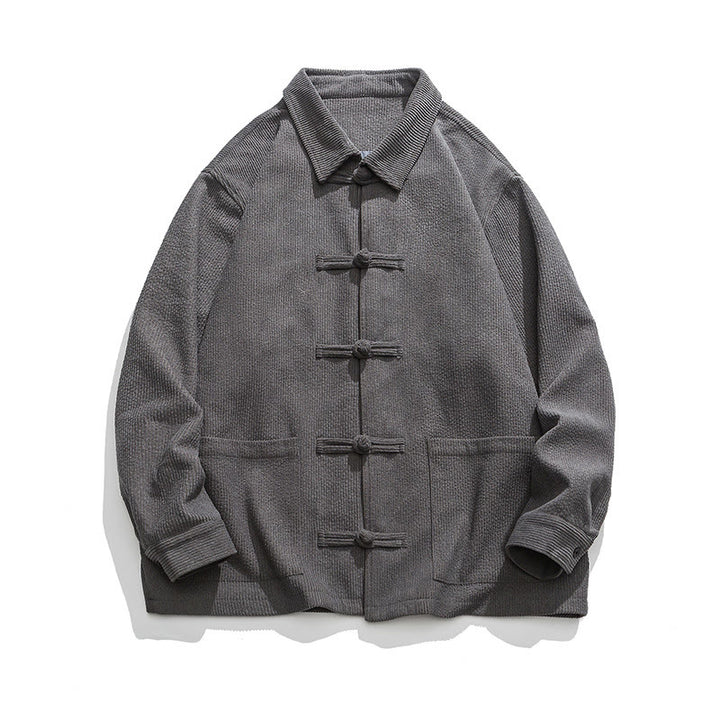 Buddha Stones長袖 カエルボタンデザイン メンズ ポリエステルジャケット シャツ ポケット付き - image 2