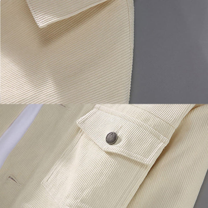 Buddha Stones無地 長袖 ボタンデザイン メンズ コットンジャケット シャツ ポケット付き - image 4