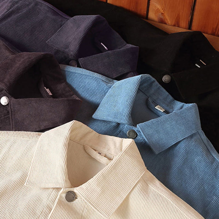 Buddha Stones無地 長袖 ボタンデザイン メンズ コットンジャケット シャツ ポケット付き - image 11