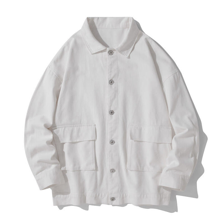 Buddha Stones長袖 ボタン スタンドカラー デザイン メンズ コットン ジャケット シャツ ポケット付き - 白 - US/UK/AU50、EU60（5XL） - image 6
