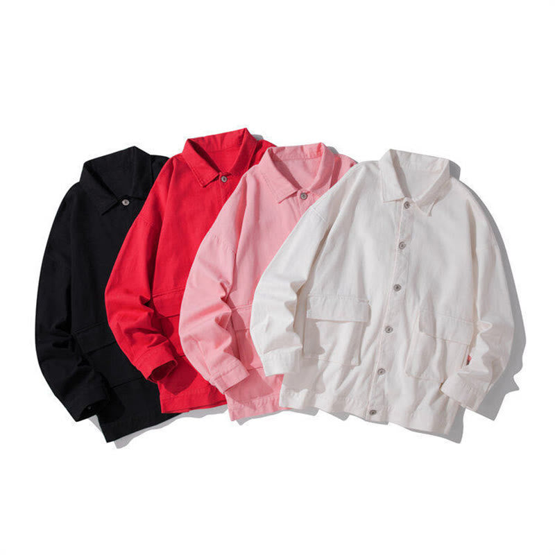 Buddha Stones長袖 ボタン スタンドカラー デザイン メンズ コットン ジャケット シャツ ポケット付き - image 12