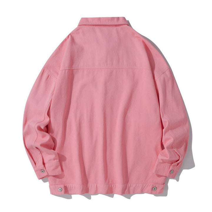 Buddha Stones長袖 ボタン スタンドカラー デザイン メンズ コットン ジャケット シャツ ポケット付き - image 9