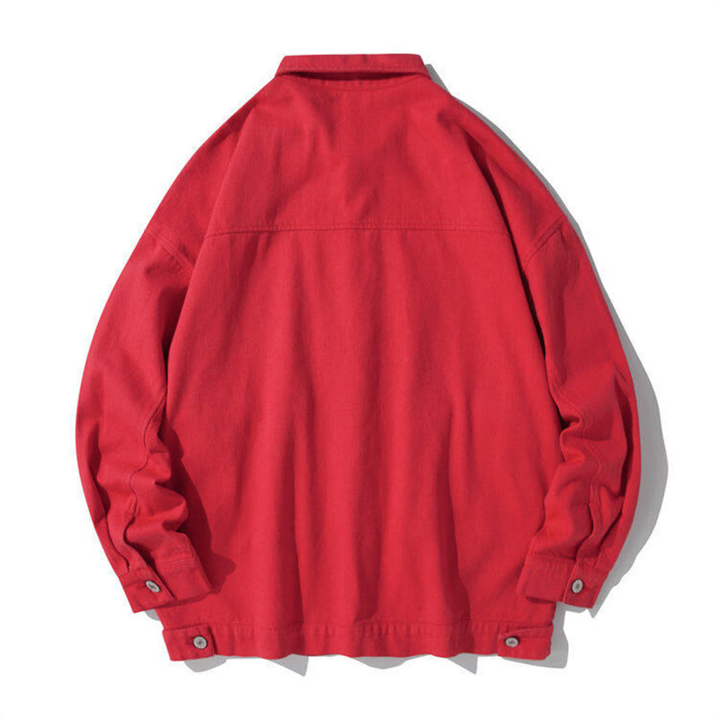 Buddha Stones長袖 ボタン スタンドカラー デザイン メンズ コットン ジャケット シャツ ポケット付き - image 12