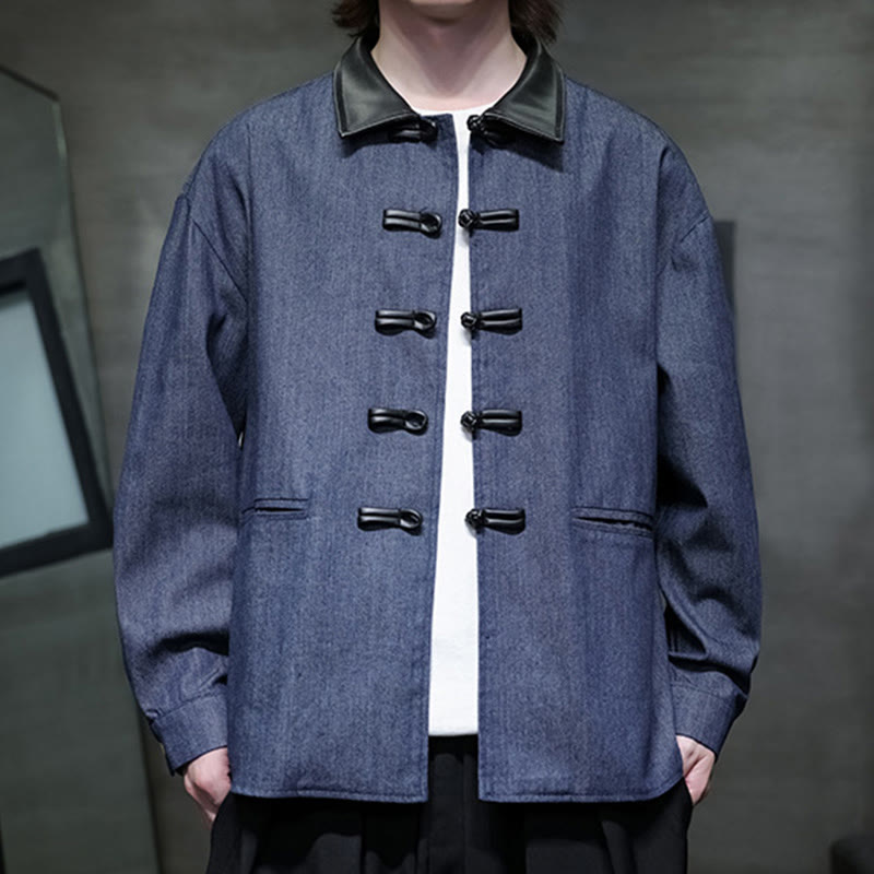 Buddha Stonesメンズ フロッグボタン コットン 長袖シャツ ポケット付き - image 2