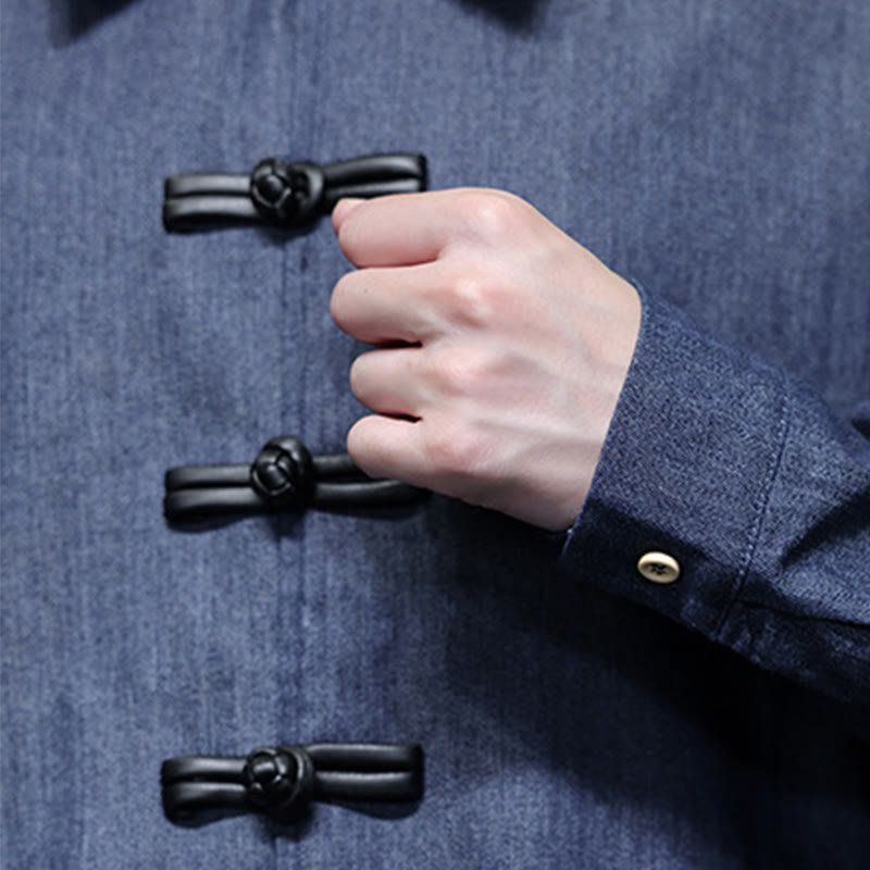 Buddha Stonesメンズ フロッグボタン コットン 長袖シャツ ポケット付き - image 8