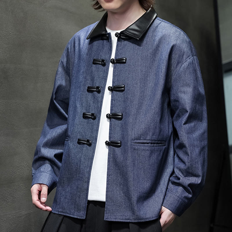 Buddha Stonesメンズ フロッグボタン コットン 長袖シャツ ポケット付き - image 3