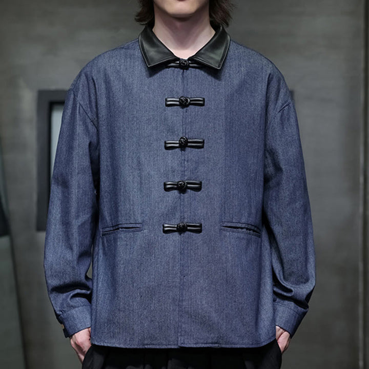 Buddha Stonesメンズ フロッグボタン コットン 長袖シャツ ポケット付き - image 10