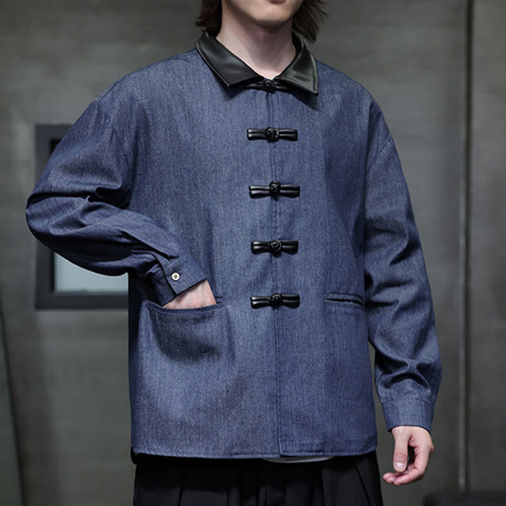 Buddha Stonesメンズ フロッグボタン コットン 長袖シャツ ポケット付き - image 5