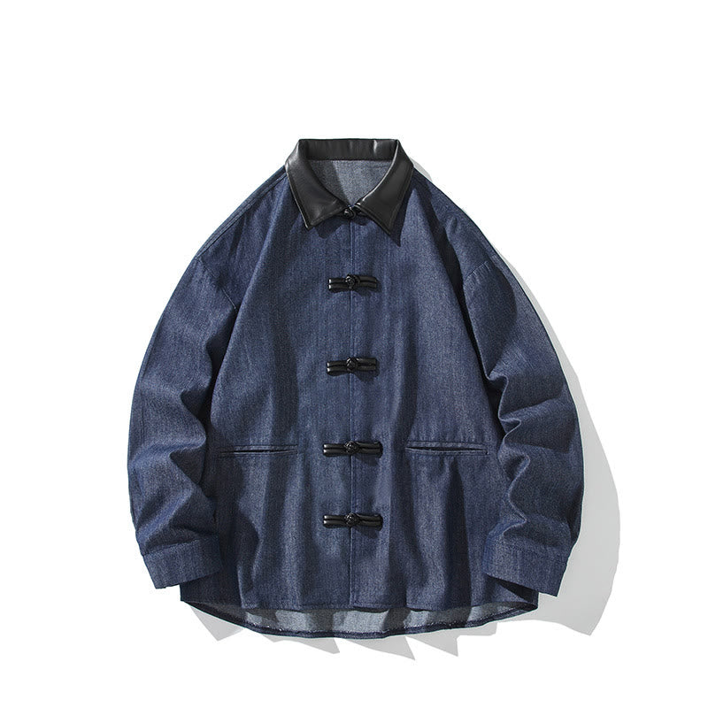 Buddha Stonesメンズ フロッグボタン コットン 長袖シャツ ポケット付き - image 1