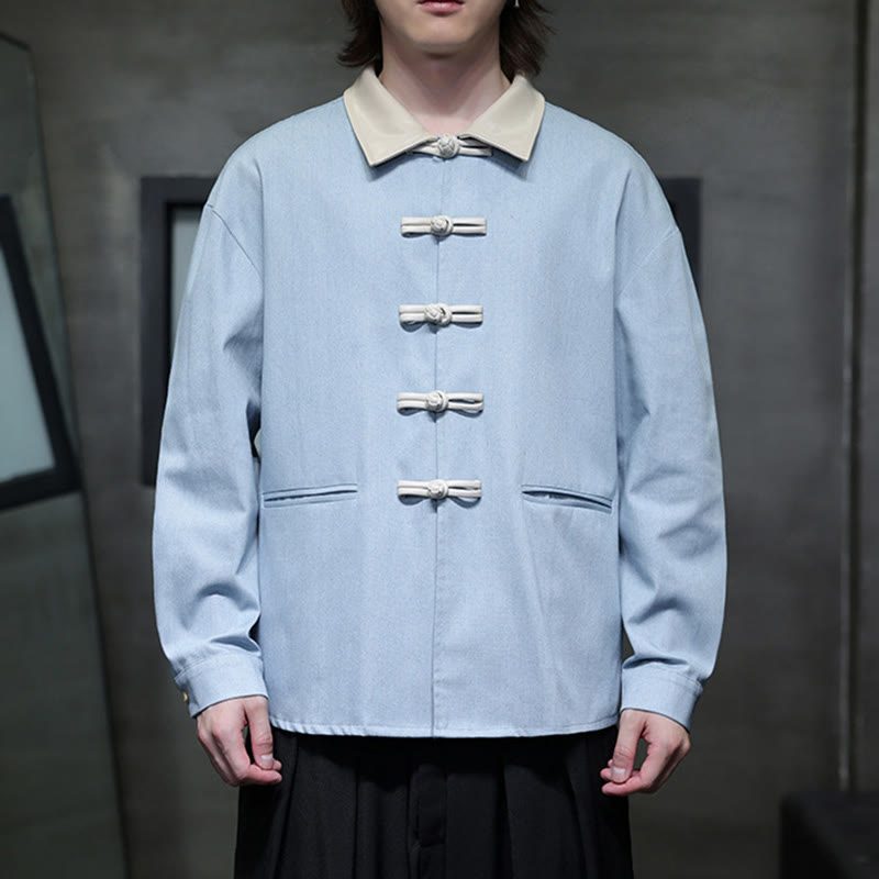 Buddha Stonesメンズ フロッグボタン コットン 長袖シャツ ポケット付き - image 16