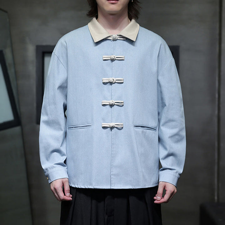 Buddha Stonesメンズ フロッグボタン コットン 長袖シャツ ポケット付き - image 16