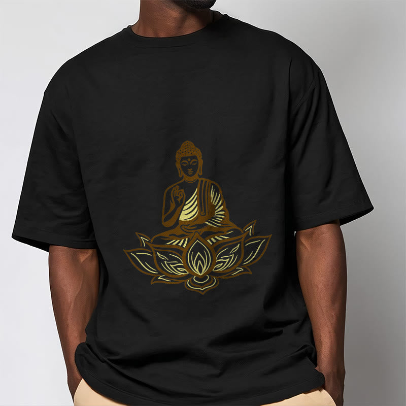 Buddha Stones蓮の中で瞑想する仏陀のTシャツ - image 6