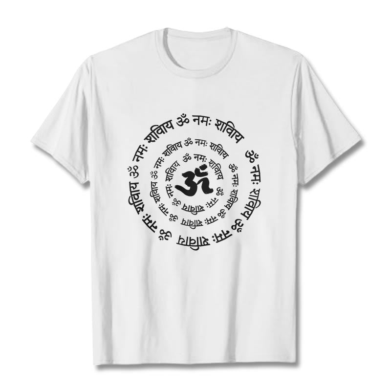 Buddha StonesOMシンボル サンスクリットマントラデザイン コットンTシャツ - 白 - 2XL - image 4