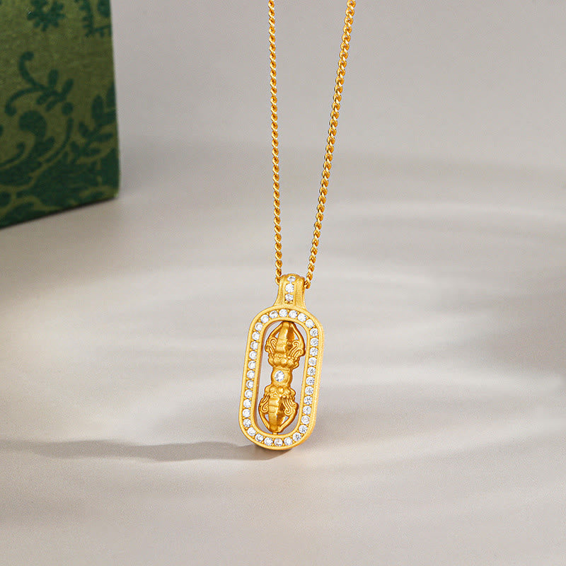 Buddha Stones925 スターリングシルバー ミニ 貔貅 ドルジェ ヴァジュラ 富のネックレス ペンダント - ゴールデン - ヴァジュラ - image 7