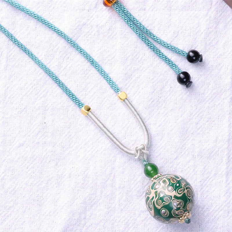Buddha Stones黒檀カラフル 漆工芸 ビーズ 落ち着いたネックレス ペンダント - image 14