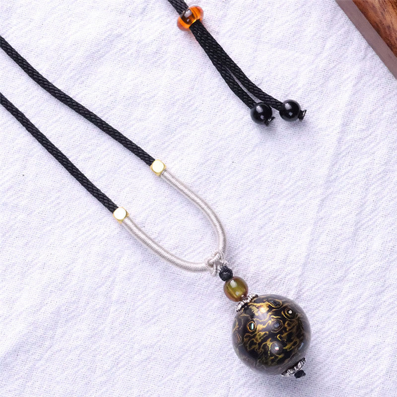 Buddha Stones黒檀カラフル 漆工芸 ビーズ 落ち着いたネックレス ペンダント - image 8