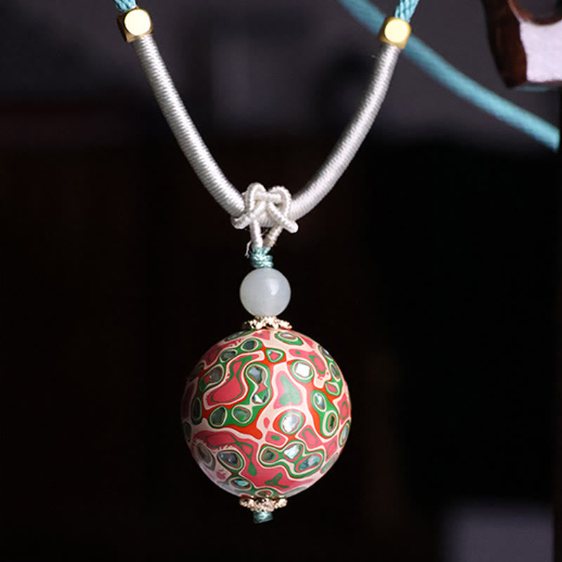 Buddha Stones黒檀カラフル 漆工芸 ビーズ 落ち着いたネックレス ペンダント - カラフル（ランダムベージュカラフル） - image 1