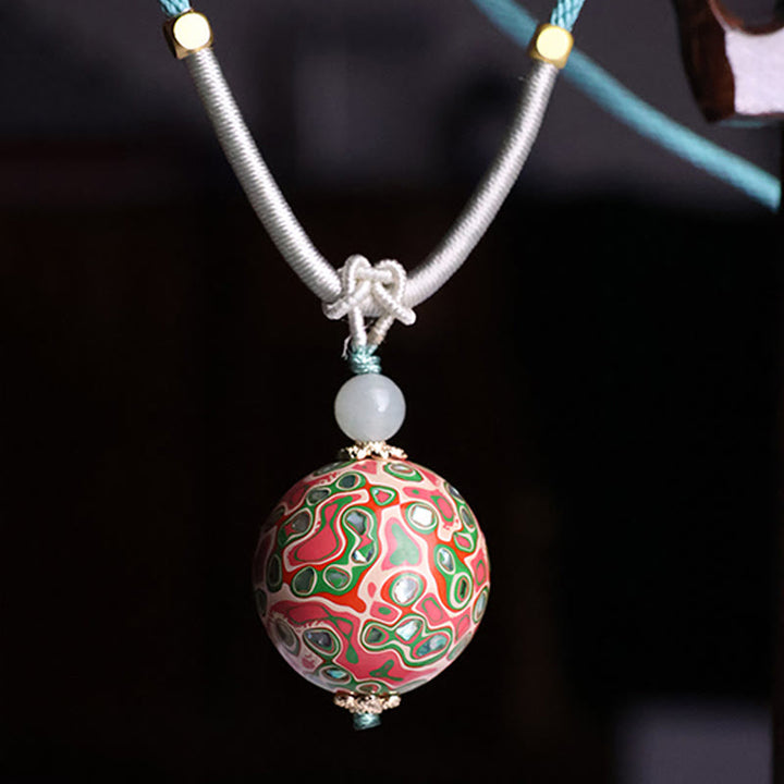 Buddha Stones黒檀カラフル 漆工芸 ビーズ 落ち着いたネックレス ペンダント - カラフル（ランダムベージュカラフル） - image 1