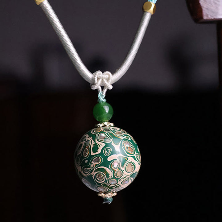 Buddha Stones黒檀カラフル 漆工芸 ビーズ 落ち着いたネックレス ペンダント - グリーン（ランダムベージュカラー） - image 13