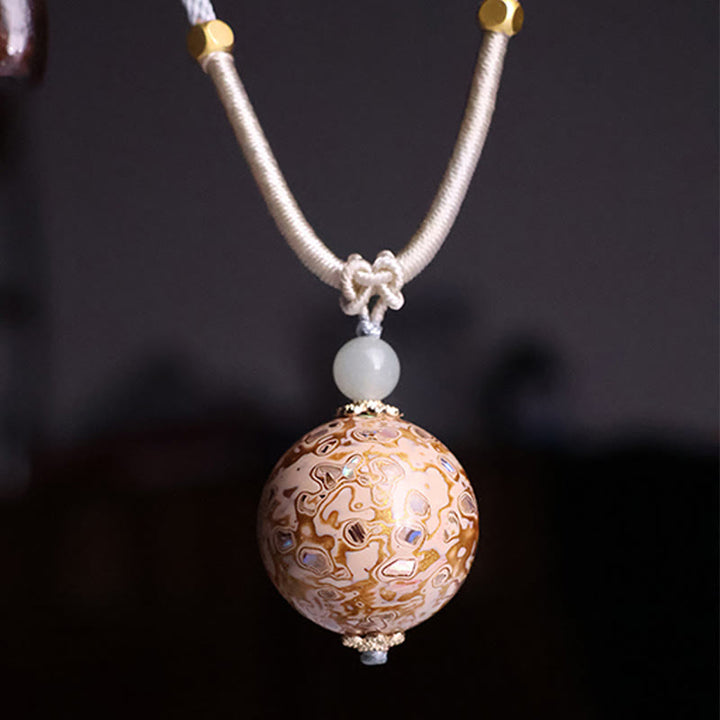 Buddha Stones黒檀カラフル 漆工芸 ビーズ 落ち着いたネックレス ペンダント - ベージュ（ランダムベージュカラー） - image 10