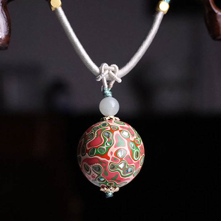 Buddha Stones黒檀カラフル 漆工芸 ビーズ 落ち着いたネックレス ペンダント - image 4