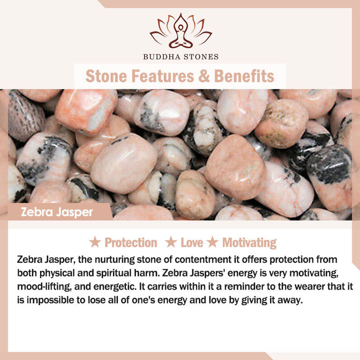 Buddha Stones8mm 猫デザイン ゼブラジャスパー守護ブレスレット - image 6