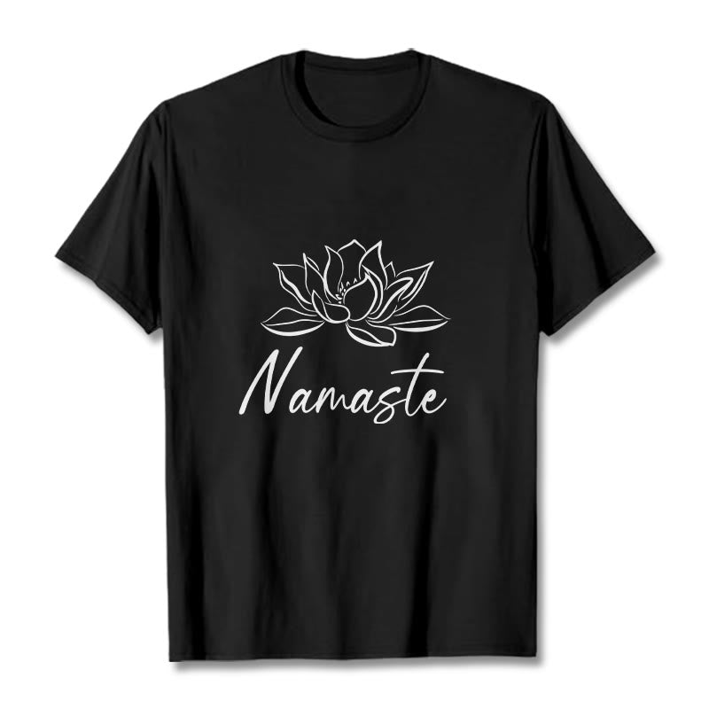 Buddha Stonesシンプル 蓮の花 ナマステ 瞑想 コットン Tシャツ - 黒 - 2XL - image 1