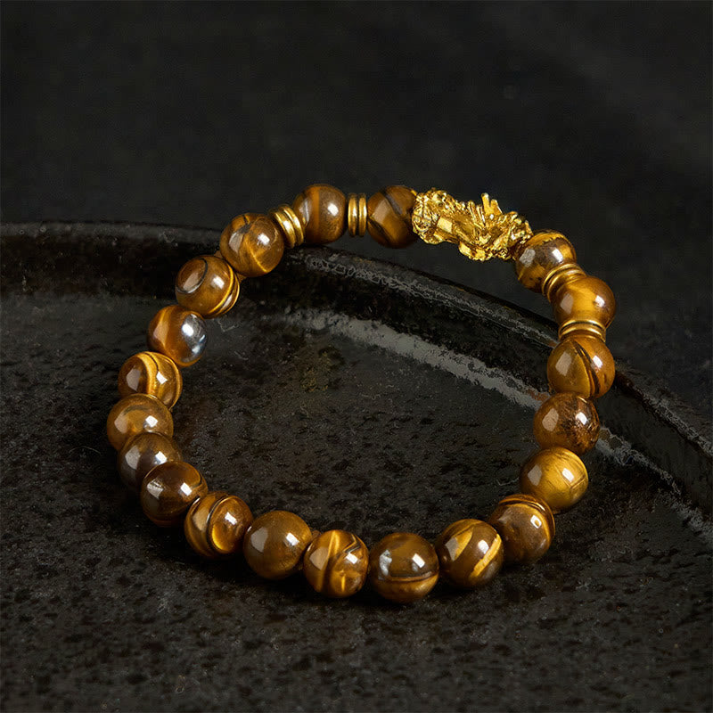 Buddha Stones各種カラータイガーアイビーズスペーサービーズPiXiu富勇気ブレスレット - image 16