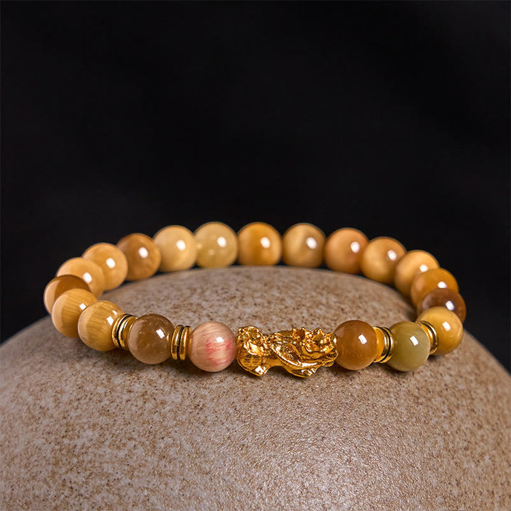 Buddha Stones各種カラータイガーアイビーズスペーサービーズPiXiu富勇気ブレスレット - image 13
