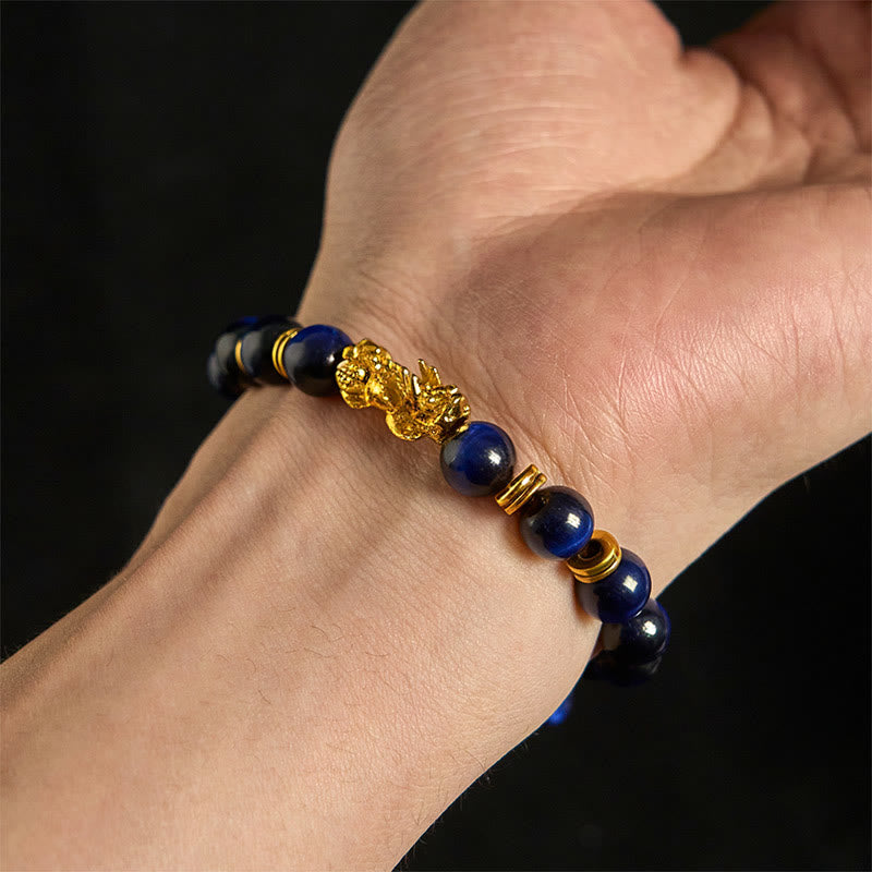 Buddha Stones各種カラータイガーアイビーズスペーサービーズPiXiu富勇気ブレスレット - image 3
