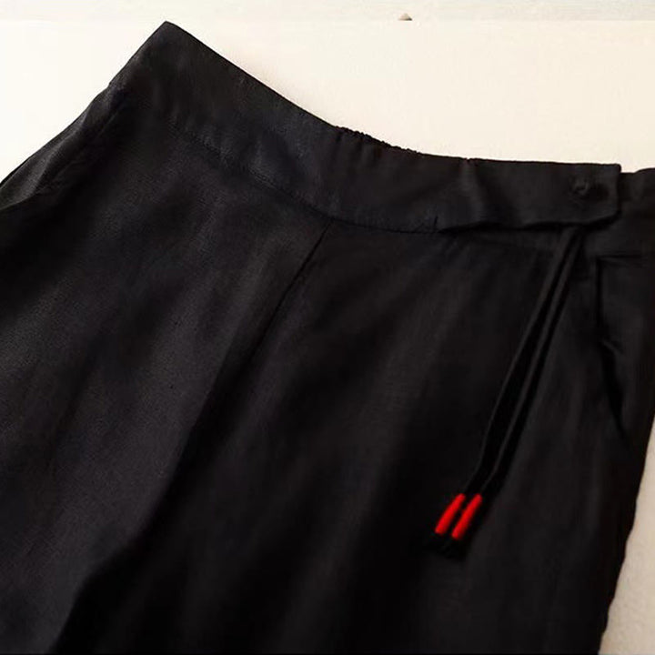 Buddha Stonesカジュアル 無地 ワンボタン レディース カプリ ワイドレッグ パンツ ポケット付き - image 11