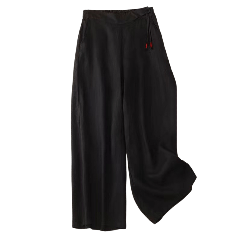 Buddha Stonesカジュアル 無地 ワンボタン レディース カプリ ワイドレッグ パンツ ポケット付き - image 7