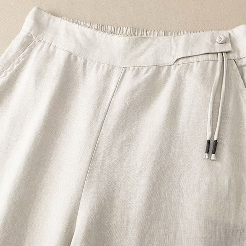 Buddha Stonesカジュアル 無地 ワンボタン コットン レディース ワイドレッグパンツ ポケット付き - image 15