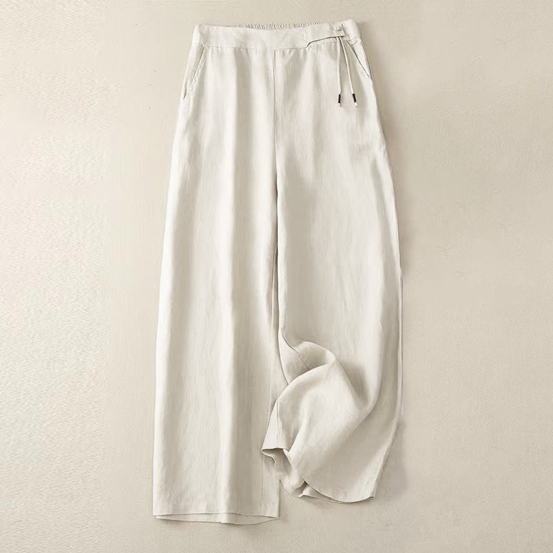 Buddha Stonesカジュアル 無地 ワンボタン レディース カプリ ワイドレッグ パンツ ポケット付き - ベージュ - US12、 UK/AU16、 EU44 (3XL) - image 12