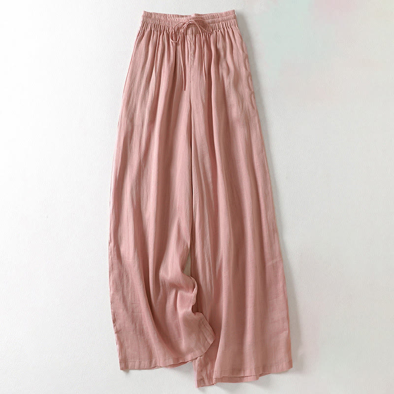 Buddha Stones無地 レースアップ レディース ワイドレッグパンツ - ピンク - US8-10，UK/AU12-14，EU40-42 (2XL) - image 23