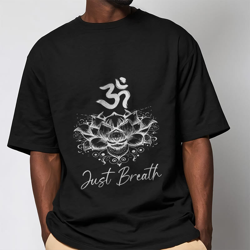 Buddha Stonesカジュアルオームシンボル蓮の花柄コットンTシャツ - image 4