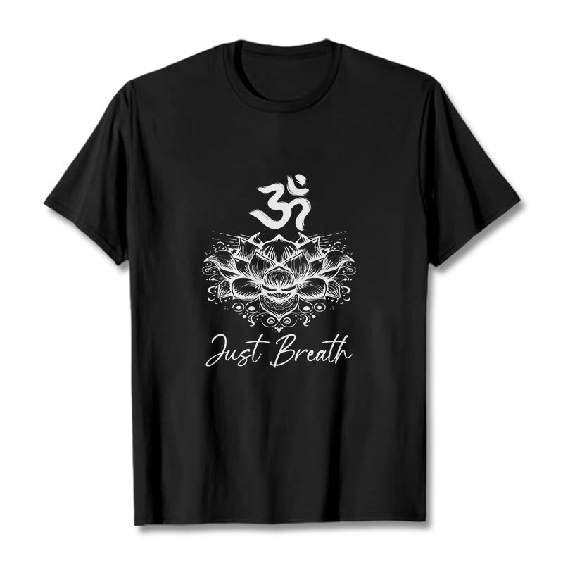 Buddha Stonesカジュアルオームシンボル蓮の花柄コットンTシャツ - 黒 - 2XL - image 3