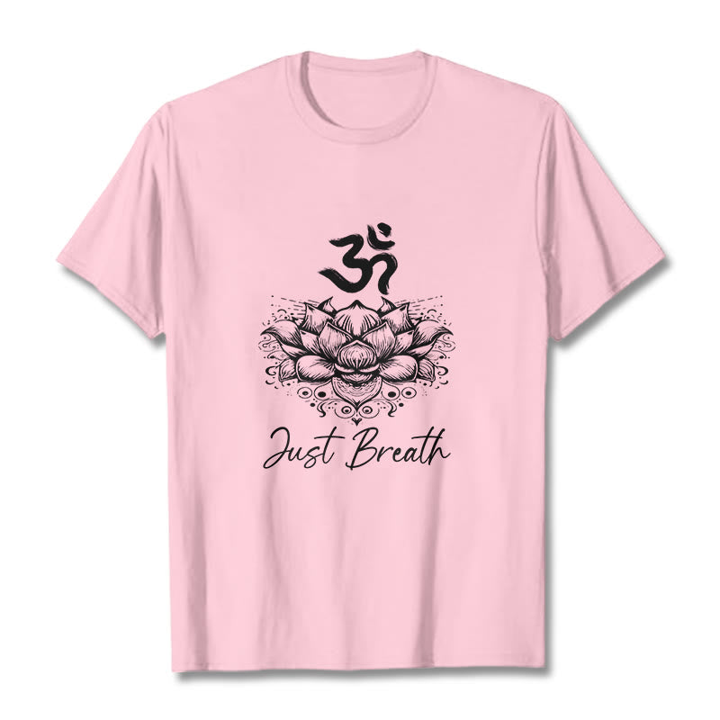 Buddha Stonesカジュアルオームシンボル蓮の花柄コットンTシャツ - ライトピンク - 2XL - image 12