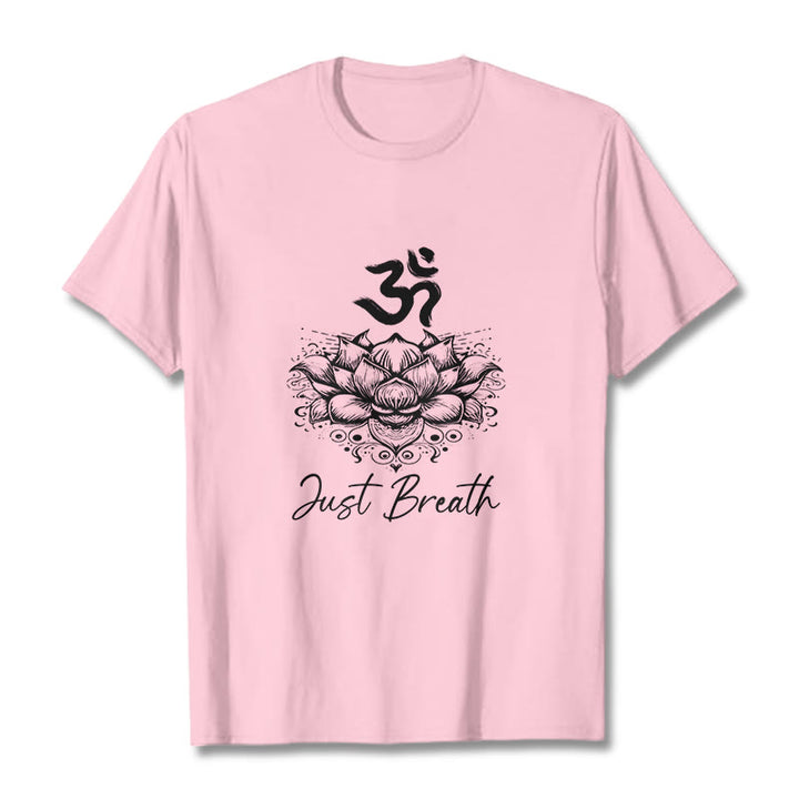 Buddha Stonesカジュアルオームシンボル蓮の花柄コットンTシャツ - ライトピンク - 2XL - image 12