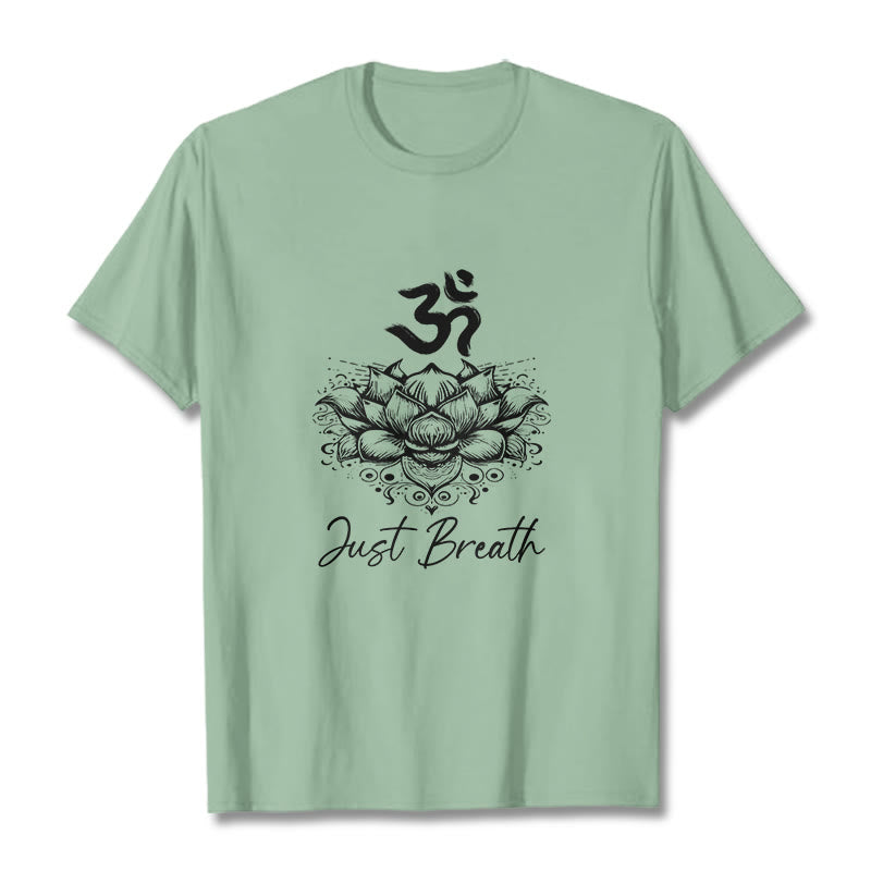 Buddha Stonesカジュアルオームシンボル蓮の花柄コットンTシャツ - 淡い緑色 - 2XL - image 14
