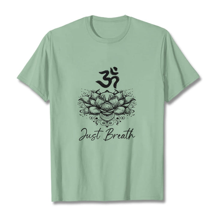 Buddha Stonesカジュアルオームシンボル蓮の花柄コットンTシャツ - 淡い緑色 - 2XL - image 14