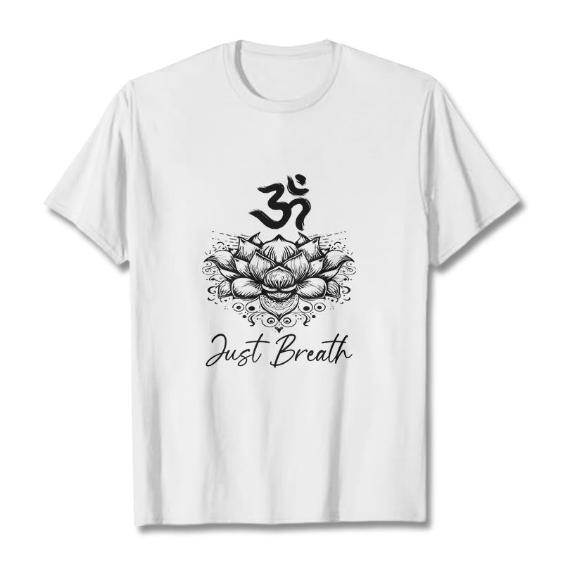 Buddha Stonesカジュアルオームシンボル蓮の花柄コットンTシャツ - 白 - 2XL - image 7