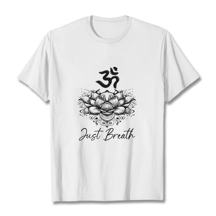 Buddha Stonesカジュアルオームシンボル蓮の花柄コットンTシャツ - 白 - 2XL - image 7