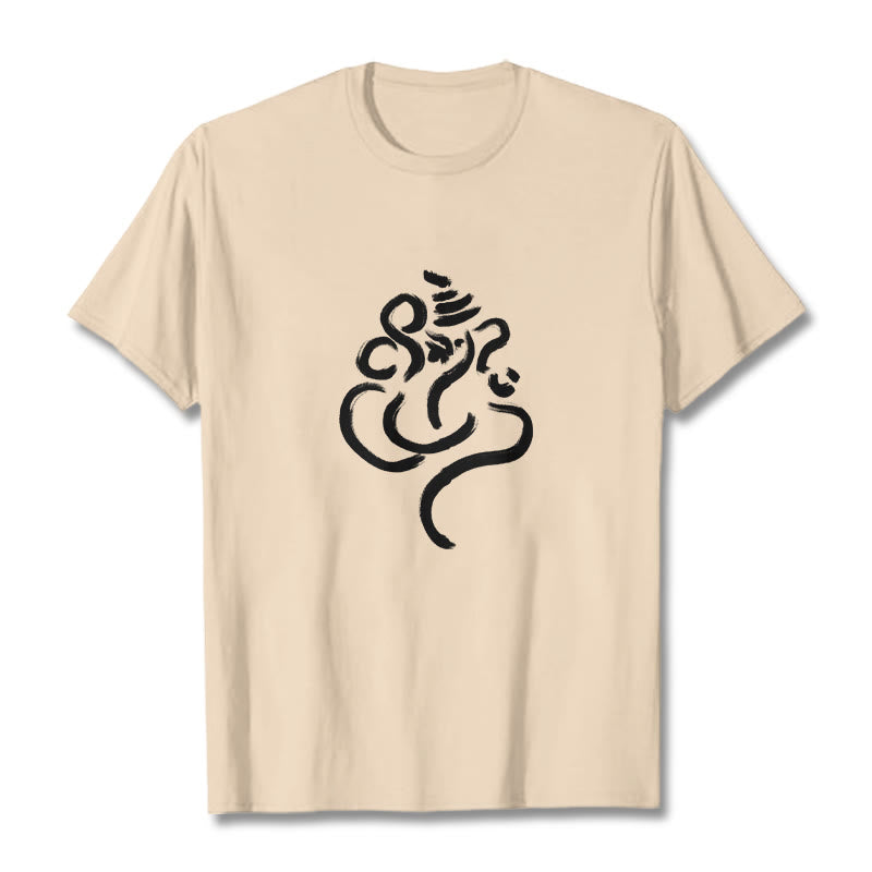 Buddha Stonesカジュアルガネーシャ柄コットンTシャツ - ビスク - 2XL - image 8