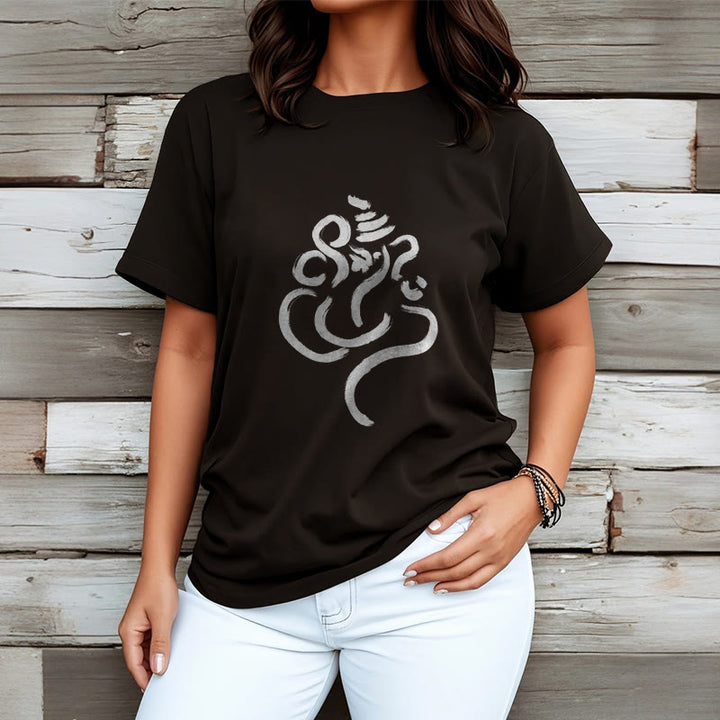 Buddha Stonesカジュアルガネーシャ柄コットンTシャツ - image 3