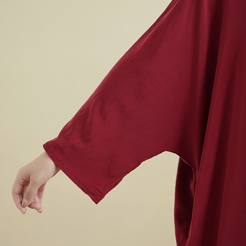 Buddha Stonesレトロ カジュアル 無地 長袖 コットンリネン マキシドレス ポケット付き - image 34