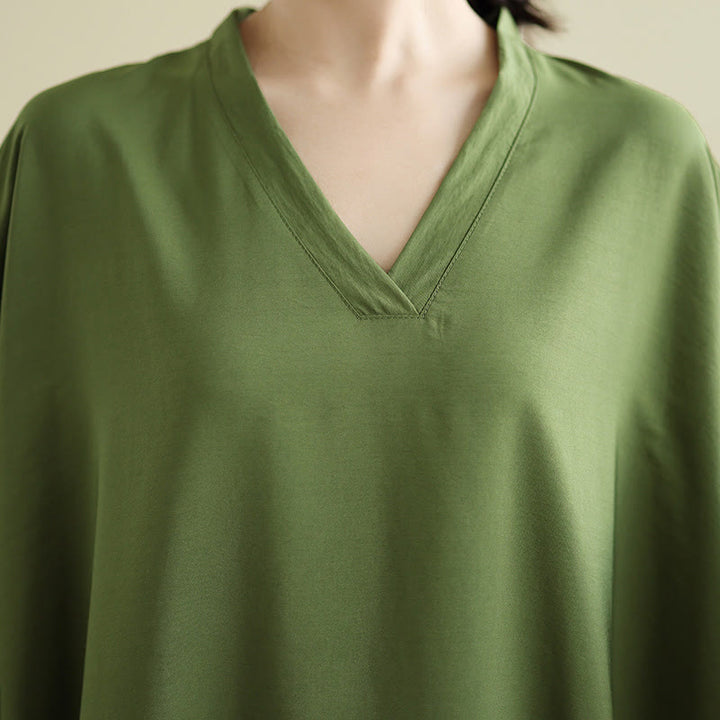 Buddha Stonesレトロ カジュアル 無地 長袖 コットンリネン マキシドレス ポケット付き - image 8