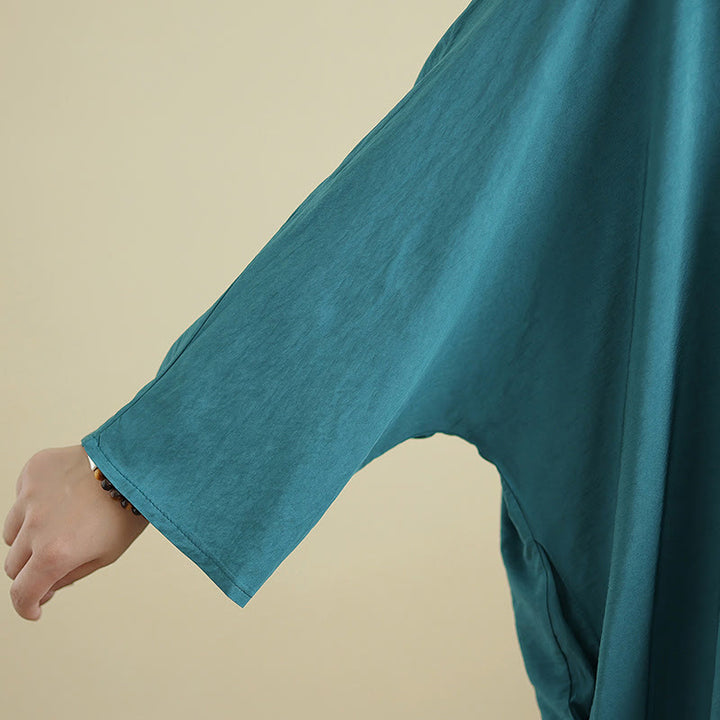 Buddha Stonesレトロ カジュアル 無地 長袖 コットンリネン マキシドレス ポケット付き - image 21