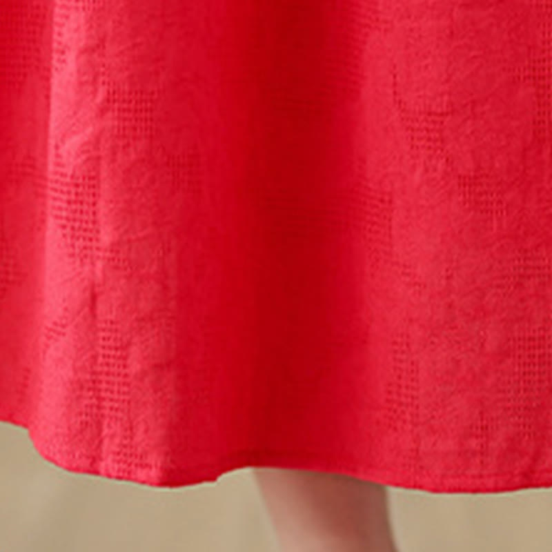 Buddha Stonesプレーン ジャカード フラワー イレギュラー ロングスリーブ コットンリネン ミディドレス ポケット付き - image 14