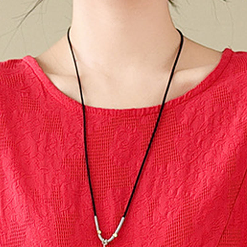 Buddha Stonesプレーン ジャカード フラワー イレギュラー ロングスリーブ コットンリネン ミディドレス ポケット付き - image 10